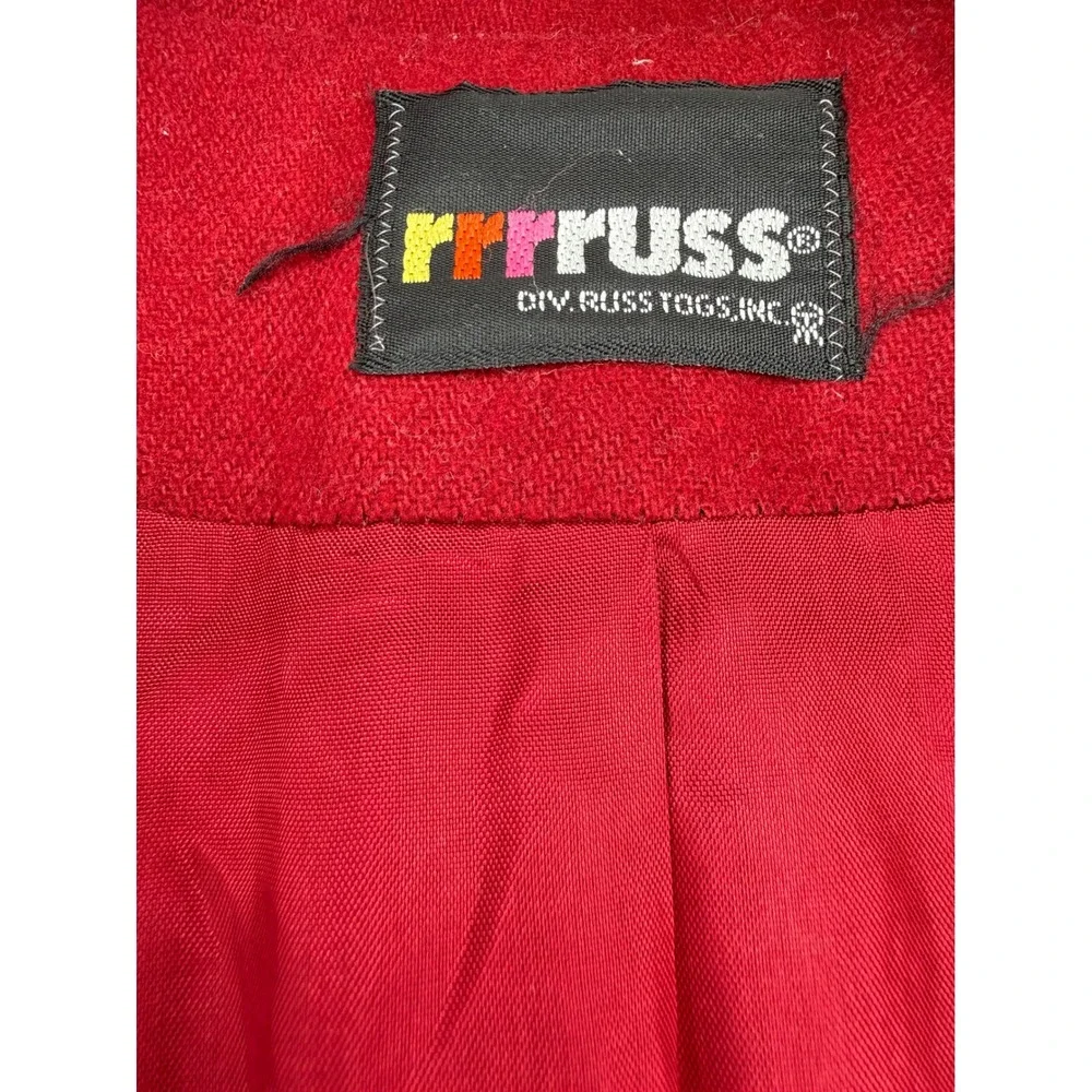 Vintage Russ Togs Red Skirt Suit Blazer Midi Pencil Skirt 2 Piece Set Womens